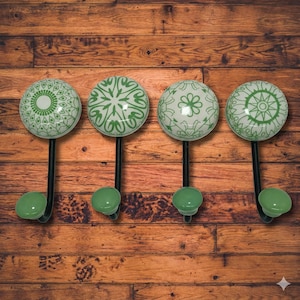 Boho Mandala Keramik Wandhaken - Handgemalter Wandhaken