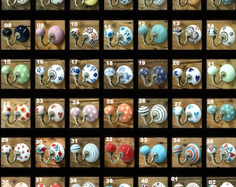Crochets muraux en céramique faits main : crochets décoratifs en poterie colorée
