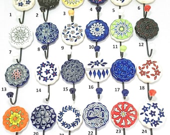 Hand-Painted Ceramic Wall Hook: Decorative Metal Hanger