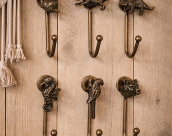 Wieszak ścienny Animal Knob | Rustykalny wystrój w stylu vintage, wieszak na ręczniki