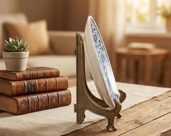 Antique Brass Display Stand | Vintage Plate, Photo Easel