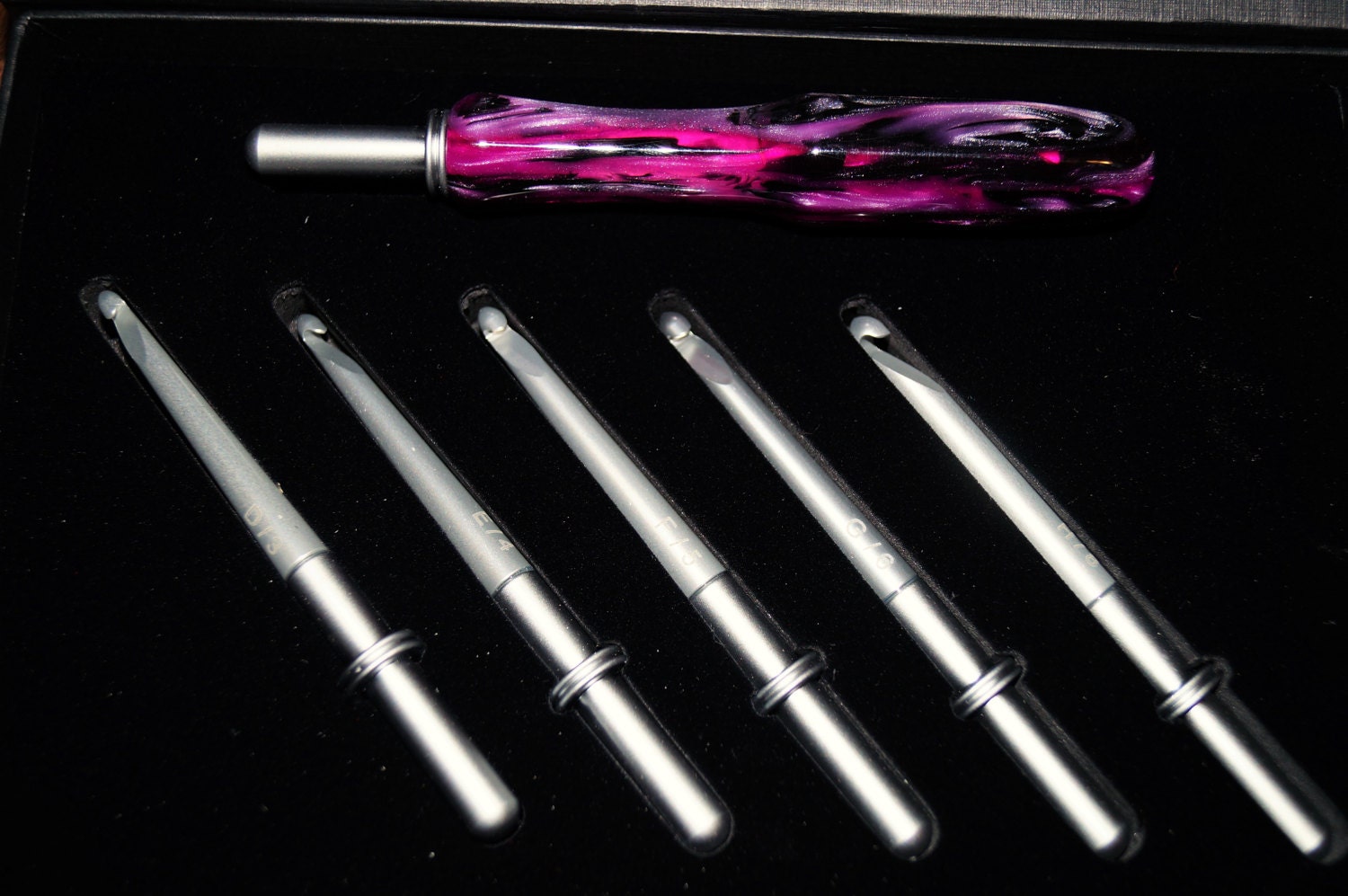 Interchangeable Crochet Hook Set Acrylic Handle Magenta Etsy