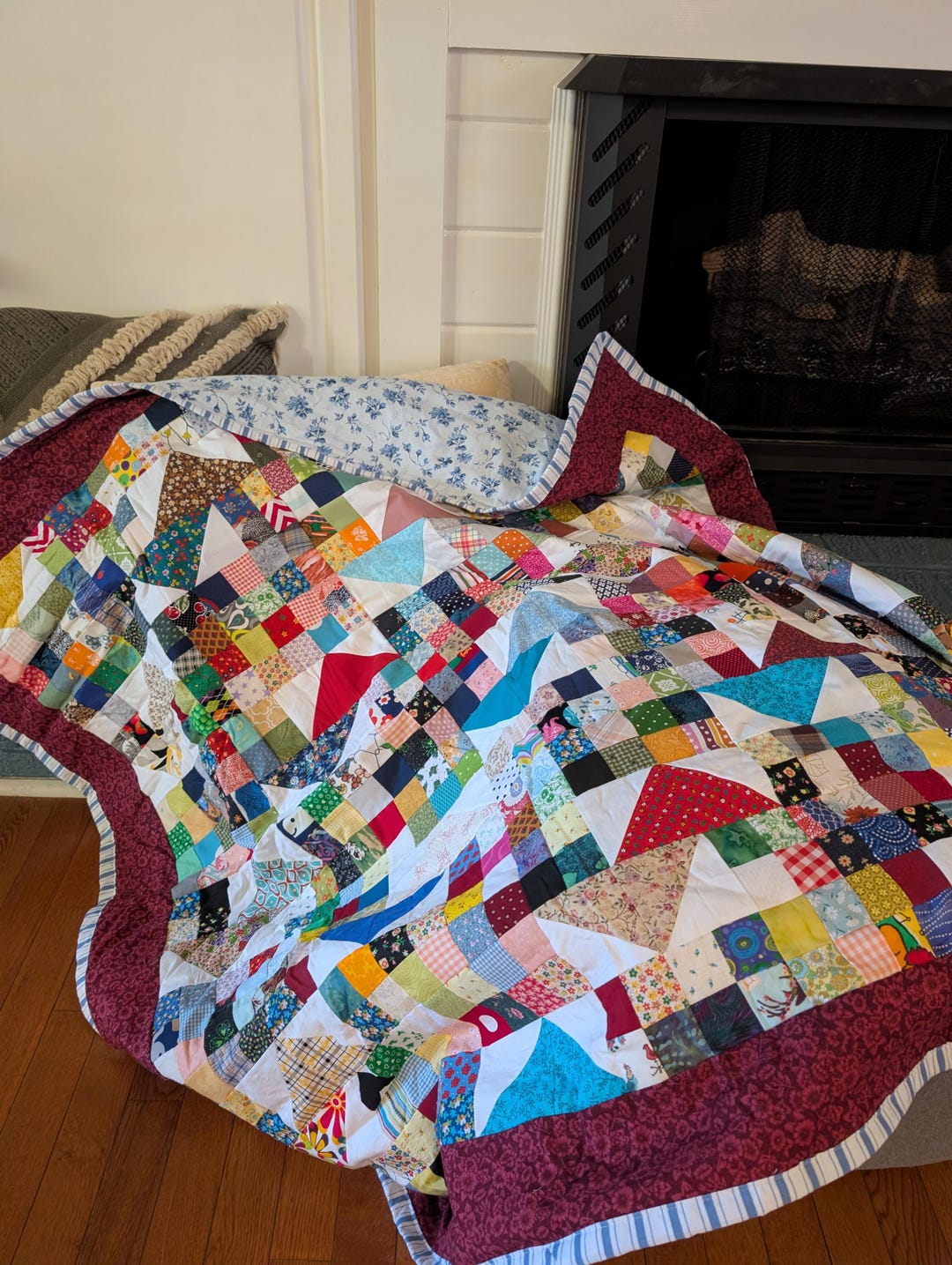 Scrappy Four Patch Twist Lap Quilt - Etsy