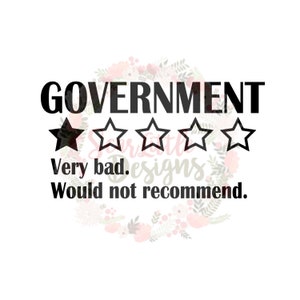 Government/rating/very bad/stars/do not recommend/rights/conservative/freedom/patriot/2A/svg/file/digital file