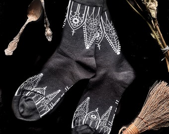 Gothic Gable Socks | unisex | one size | socks | witchy socks | dark academia | goth | goth fashion | goth accessory