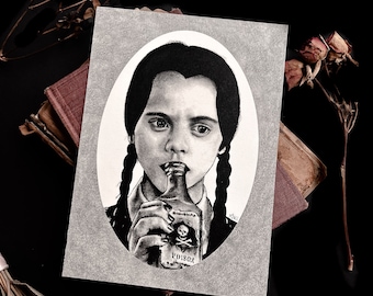Wednesday Addams Art Print: Christina Ricci, Dark Decor (5x7 inches)