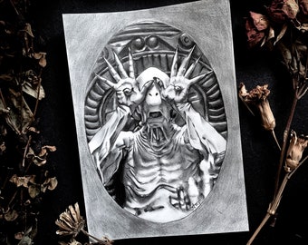 Paleman Pan‘s Labyrinth Drawing Print | art print | dark decor | witchy decor | dark art | cottagecore | witchy movies | horror movie