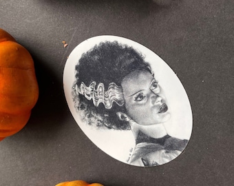 Bride of Frankenstein Sticker: Shiny Vinyl Classic Horror Art