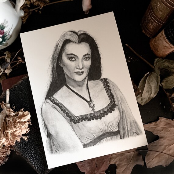 Lily Munster Drawing print and Original Art Print Dark Etsy Finland