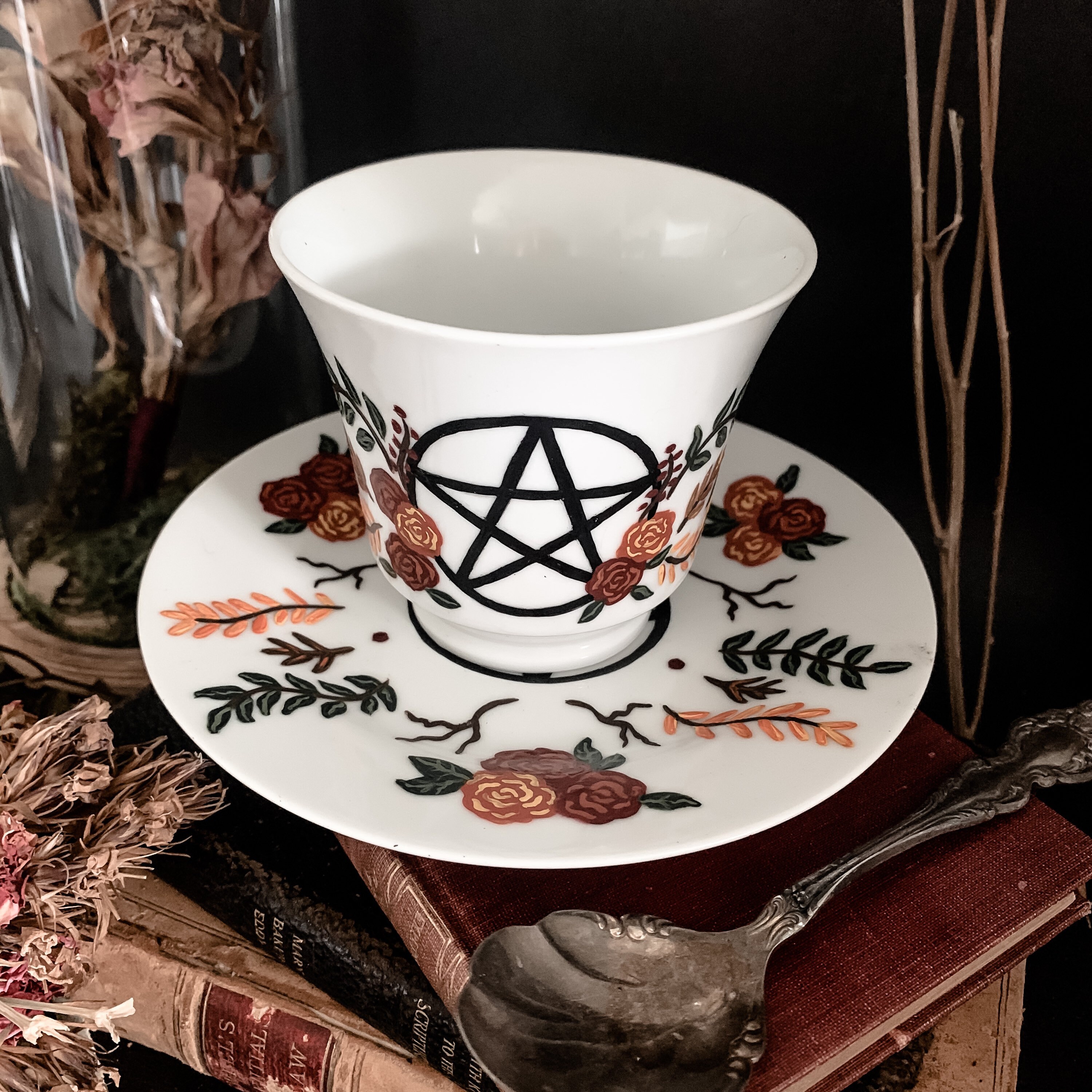 Handpainted Ceramic Garden Witch Tea Cup set Etsy