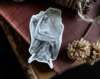 Sleeping Bat Sticker: Witchy Dark Art, Cottagecore Decor