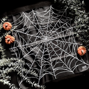 Spiderweb Altar Cloth/Poly Scarf  | dark decor | witchy decor | altar | witchy outfit | spider | halloween | spooky