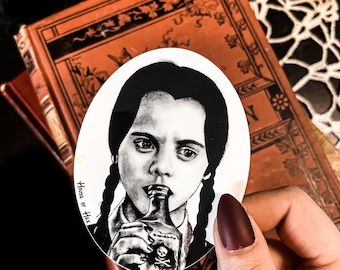 Wednesday Addams Sticker: Dark Witchy Decor, Halloween Art