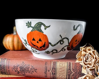 Ceramic Jack o lantern Bowl | dark decor | witchy decor | dark art | cottagecore | cereal bowl | soup bowl | offering bowl | witch bowl