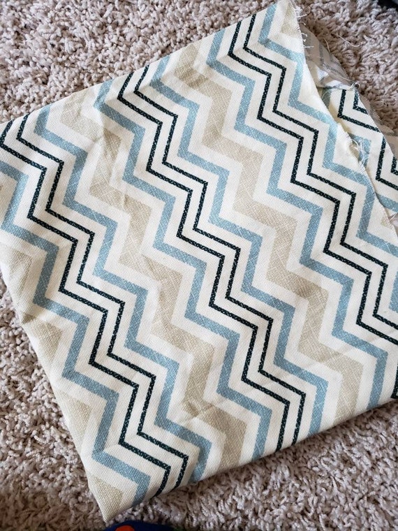 Zigzag Cotton Drapery Fabric Remnant Zigzag Fabric Remnant Etsy