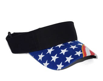 United States Patriotic Flag Pattern Visor Design with Adjustable Hook and Loop Closure Outdoor Sun Visor Cap - Men and Women - One Size
