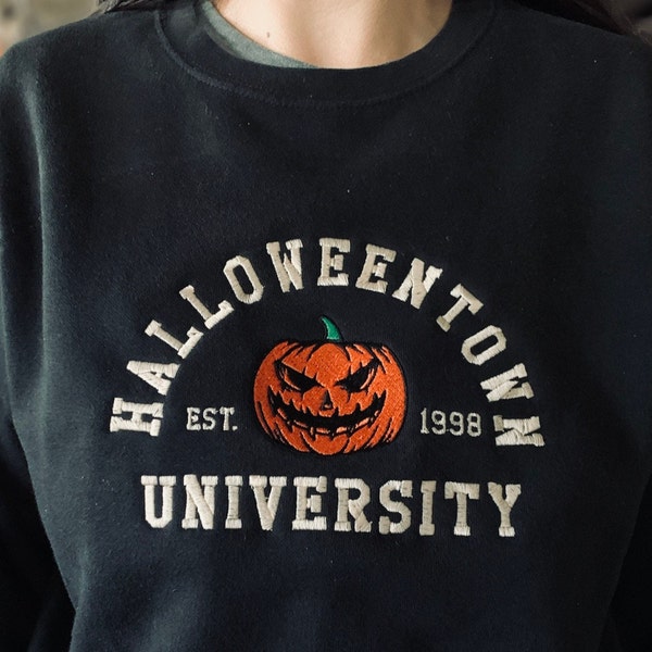 Halloweentown University Opgericht in 1998, geborduurd Halloween katoenmix sweatshirt, Halloween Town shirt, gloednieuw