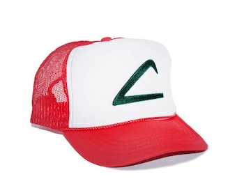 Adult Size Pokemon Ash Ketchum Trainer Anime Red and White Halloween Mesh Trucker Baseball Cap - Cosplay - Gotta catch them all - one size
