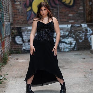 Black Satin Corset Dress - Etsy Black Satin Corset Dress - Etsy