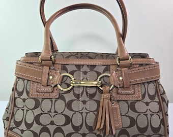Coach 10507 Hampton Signature Canvas And Leather Satchel Shoulder Bag