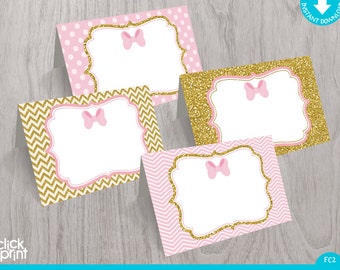 Pink and Gold Print Yourself Food Tent Cards Printable - Etsy