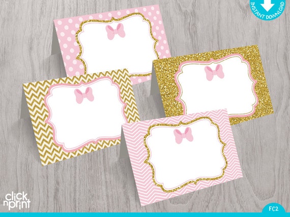 Pink and Gold Food Tent Cards Print Yourself Instant Download, Printable Food Tent Labels, Baby Shower Party Decoration, Party Printables Il_570xn