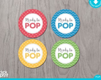 Ready to Pop Tags, Ready to Pop Printable Stickers, Ready to Pop Labels, Ready to Pop Baby Shower Decor, Print Yourself Baby Shower