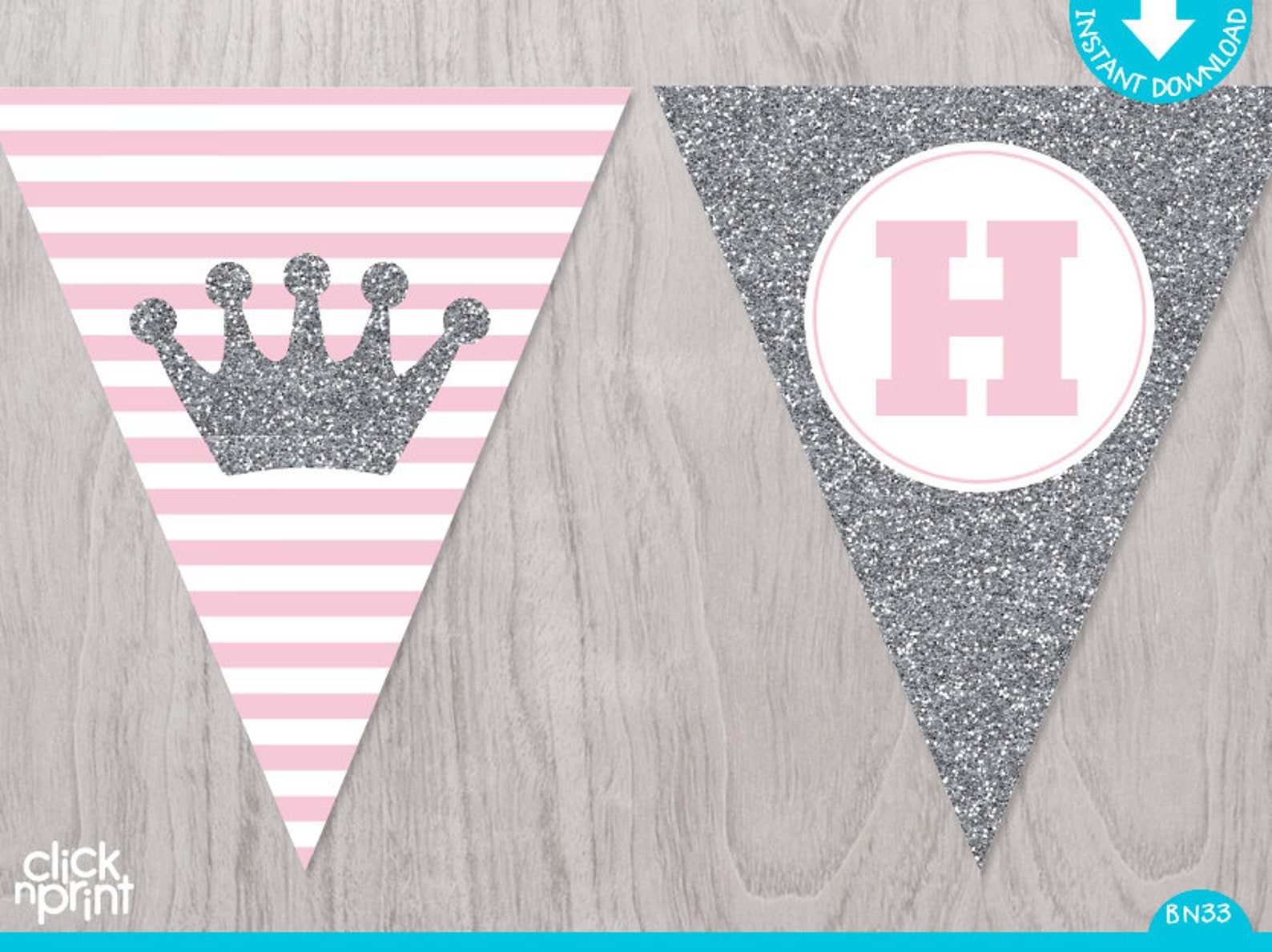 Pink and Silver Printable Birthday Banner Pink and Silver - Etsy