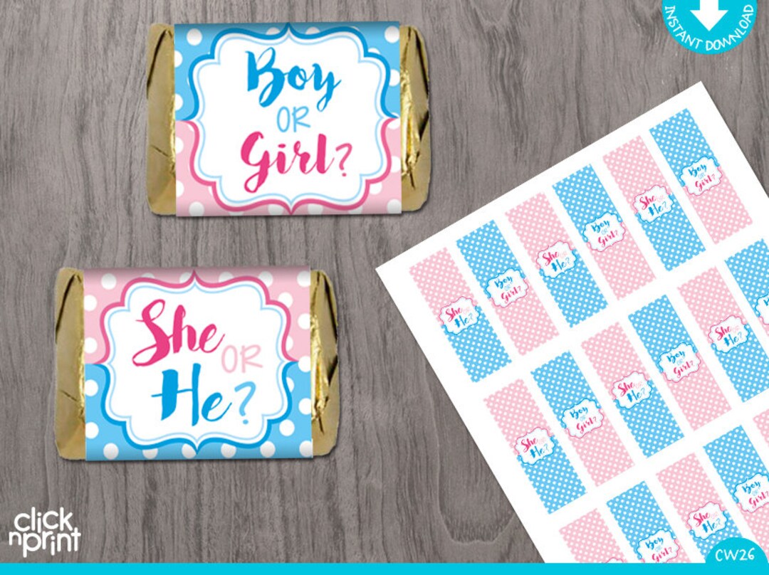Gender Reveal Printable Nugget Wrappers, Candy Wrappers Gender Reveal ...
