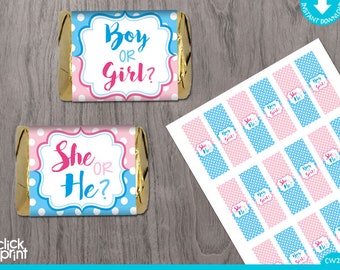 Gender Reveal Printable Nugget Wrappers, Candy Wrappers Gender Reveal Party, Hershey Nugget Candy Wrapper, Boy or Girl Decoration