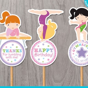 Gymnastics Centerpieces Print Yourself, Gymnastics Birthday, Gymnastics Party supplies