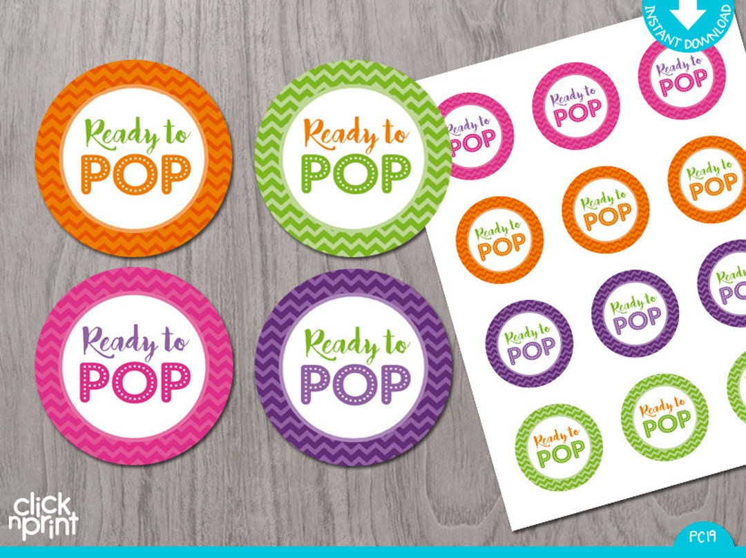 Ready to Pop Baby Shower Print Yourself Stickers, Ready to Pop Labels ...