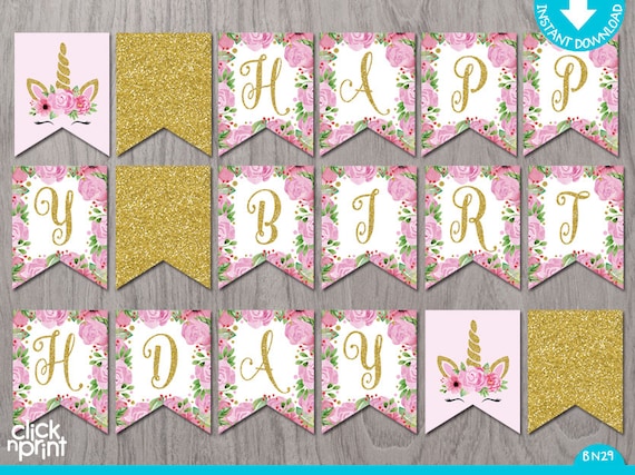 unicorn printable birthday banner printable girl birthday banner unicorn decoration unicorn birthday banner by click n print designs catch my party