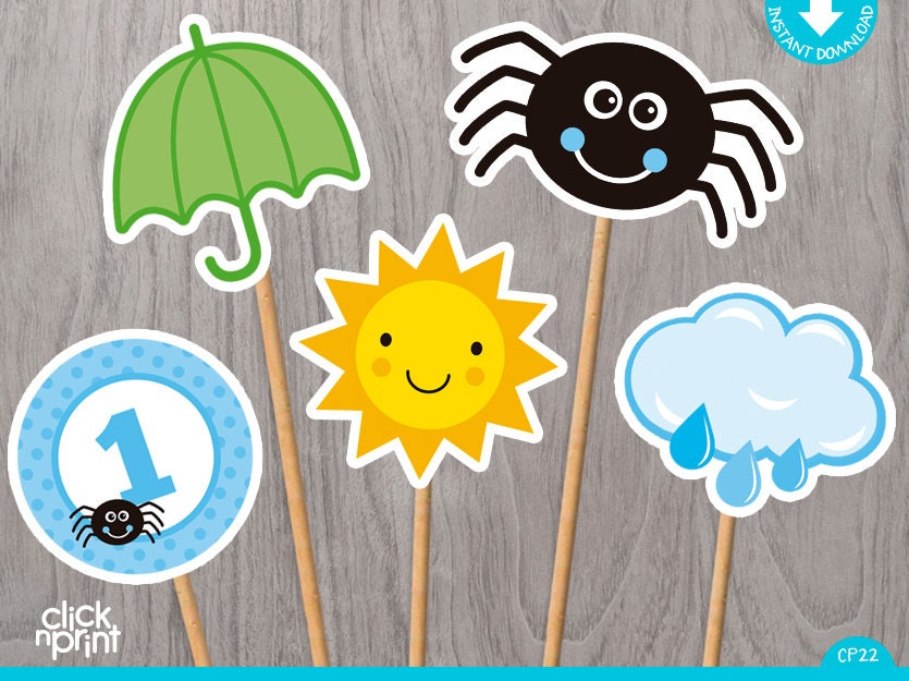 itsy-bitsy-spider-boy-1st-birthday-centerpieces-print-yourself-printable-itsy-bitsy-spider-cake-toppers-itsy-bitsy-boy-party-decoration-etsy