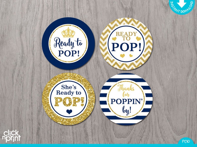 Prince Baby Shower Navy Blue and Gold Glitter Print Yourself Etsy