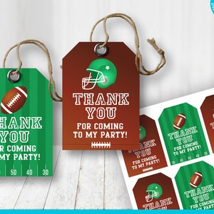 American Football Birthday Print Yourself Thank You Tags, Printable Favor Tags, Football Party Decoration, Football Thank You Tags
