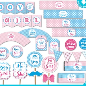 Gender Reveal Print Yourself Party Decorations, Printable Baby Shower Decoration, Gender Reveal Party Print Yourself, Gender Reveal