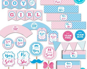 Gender Reveal Print Yourself Party Decorations, Printable Baby Shower Decoration, Gender Reveal Party Print Yourself, Gender Reveal