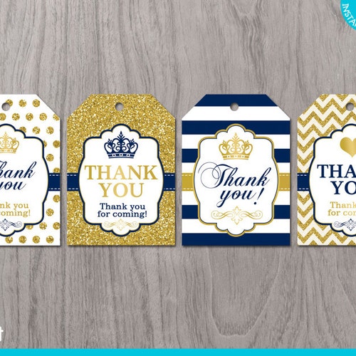 Prince Baby Shower Navy Blue Gold Glitter Print Yourself Water Etsy