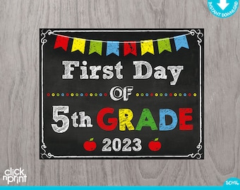 INSTANT DOWNLOAD First Day of 5th Grade School Sign Print - Etsy