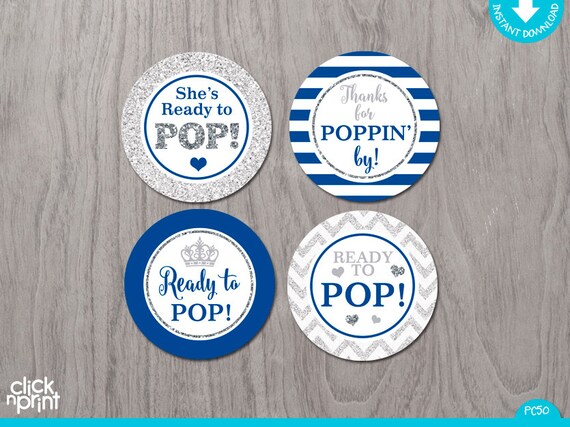Silver And Blue Baby Shower Print Yourself Cupcake Toppers Or Etsy