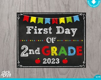 INSTANT DOWNLOAD First Day of 2nd Grade School Sign Print - Etsy