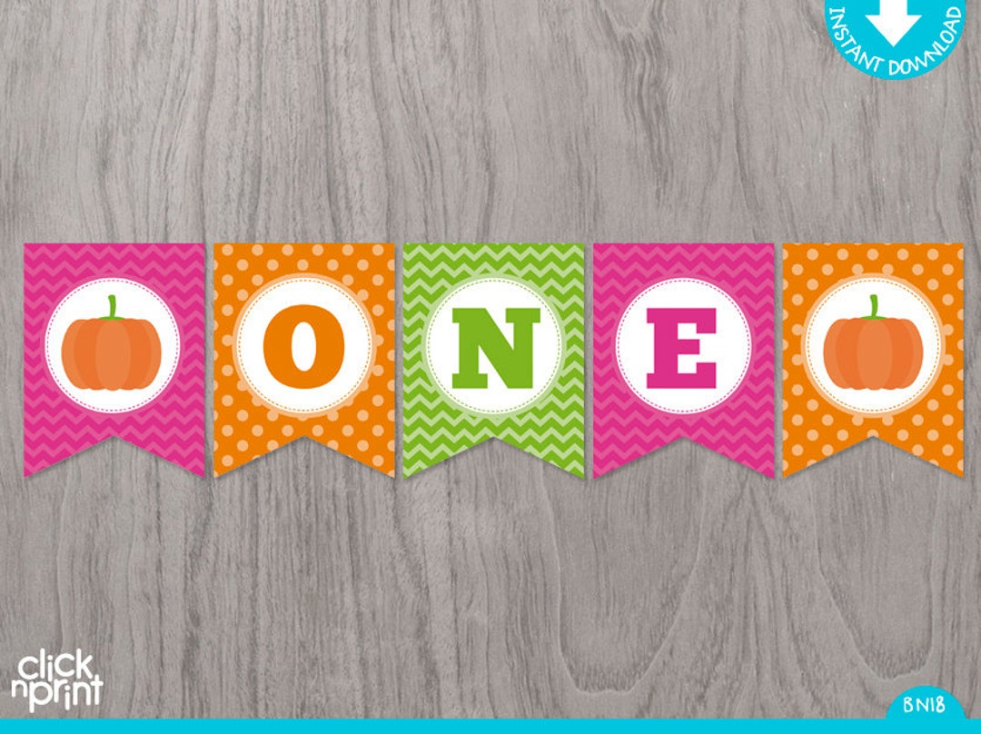 Little Pumpkin One Year Birthday Print Yourself Banner Little - Etsy