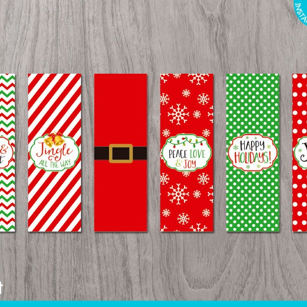 Christmas nugget chocolate wrapper print yourself, Christmas chocolate stickers, Printable Christmas nugget candy bar wrapper DIY