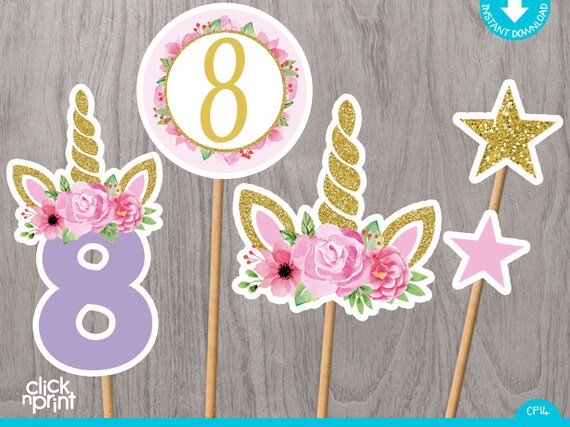 unicorn 8th birthday centerpieces print yourself printable unicorn