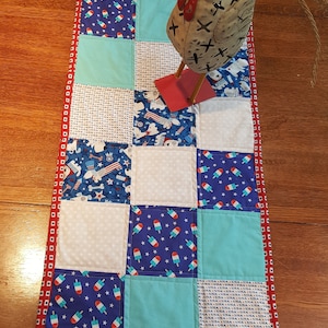 Happy Dog Patriotic Quilted Table Runner - Free Shipping!
