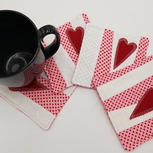 Coasters Valentines Coasters Quilted Coasters Mothers Day Gift Anniversary Gift Girlfriend Gift zzMiniQuilts Gift Mug Rug Free Shipping