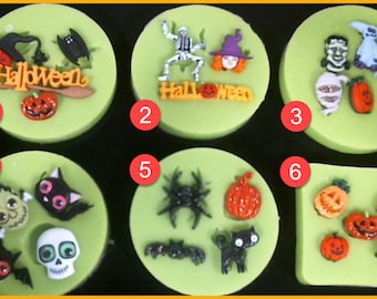 Halloween Pumpkin Witch Skeleton Cat Bat Frankenstein Spider Mummy Ghost Trick Treat Silicone Mold Metal Soap Resin Hot Glue Jewelry