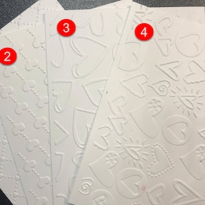 3D Embossed Card Front Topper A2 Textured Paper Heart Dot Diamond Background  U PICK COLOR