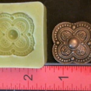 Silicone Mold elegant Button cabochon sqaure decorative used with wax, gypsum, resin, hot glue, soap, clay, metal